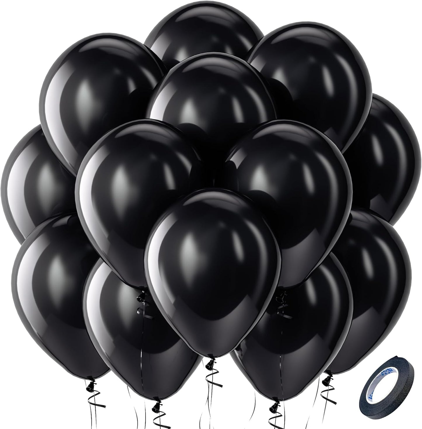 Black Balloons Latex Party Balloons, 12Inches balloons for Birthday Decorations, Weddings, Baby Shower, Balloon Modelling, Balloon Arch Decorations