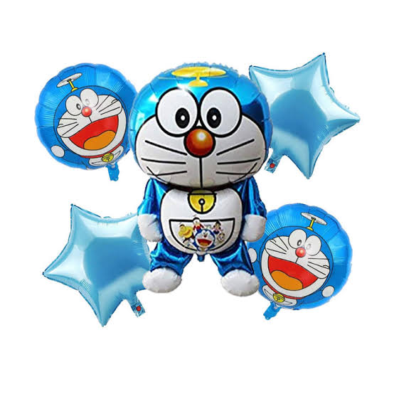 Cartoon Character Doremon Foil Balloon for Birthday Theme Party for Kids, Boy, Girls (Pack of 5,Blue)