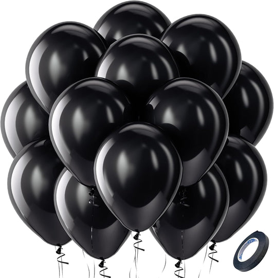 Black Balloons Latex Party Balloons, 12Inches balloons for Birthday Decorations, Weddings, Baby Shower, Balloon Modelling, Balloon Arch Decorations