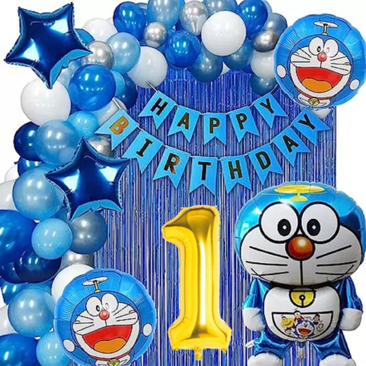 Doraemon Happy Birthday theme pack of 61 pcs for Boys and Girls| Doraemon Decoration set (1st Birthday)