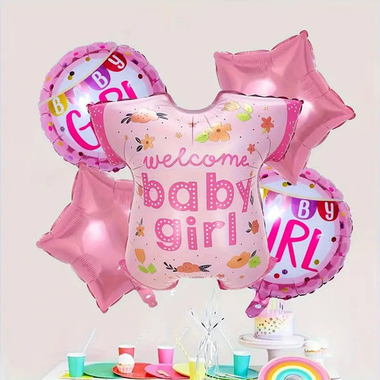 (Pack of 5) T- Shirt Shape Its a Girl Decoration Combo Foil Balloon/Baby Shower Decoration - Pink